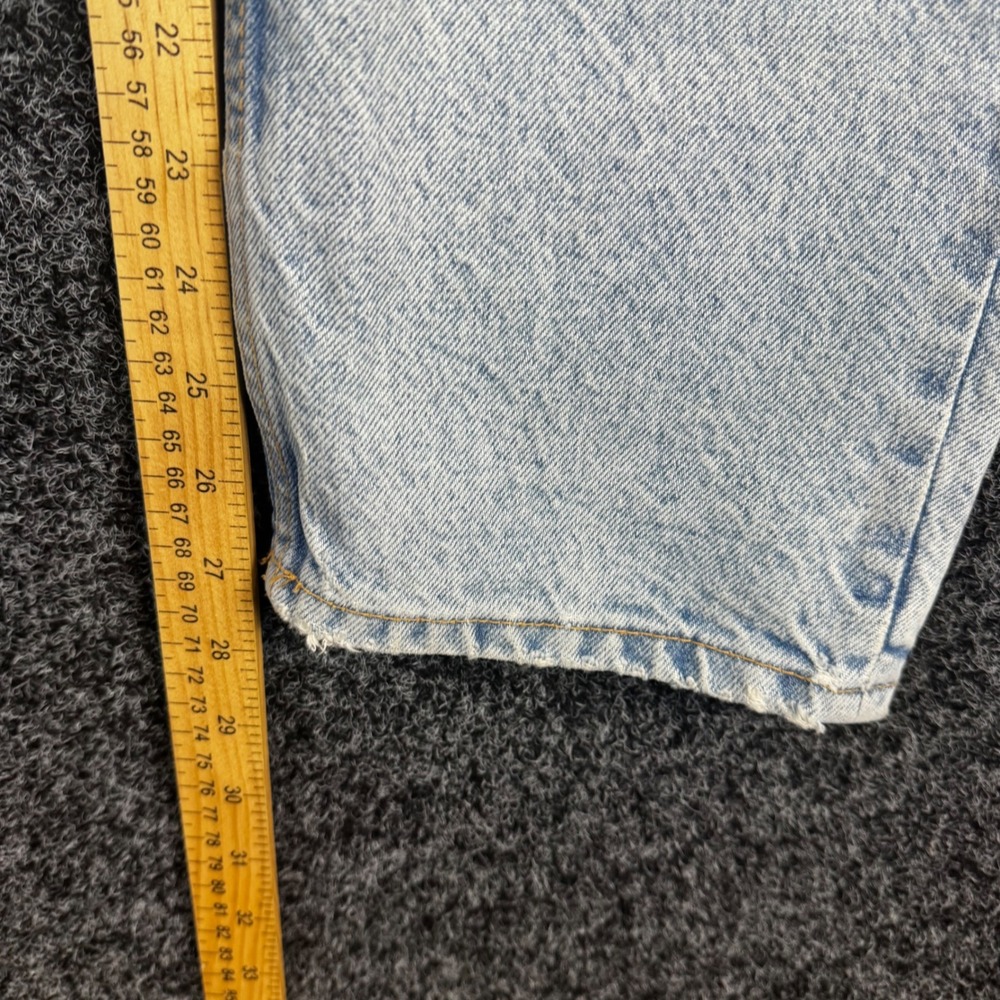 Zara High Waisted Mom Jeans Light Wash Acid Denim Straight Leg USA 10 Blue - Picture 5 of 7